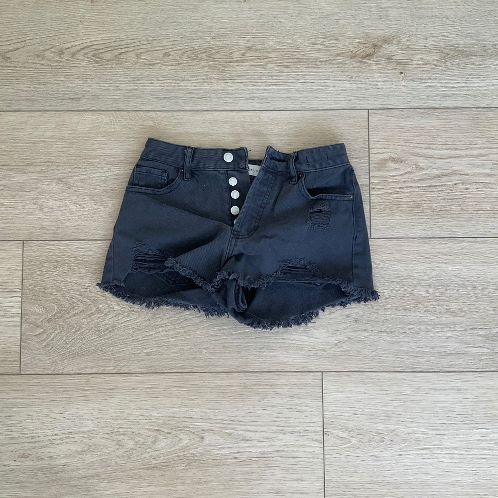 PacSun women’s black jean cutoff shorts waist size 25 high rise festival